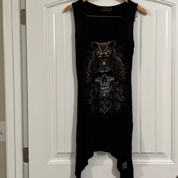 SPIRAL DEATH WISDOM Owl & Skull Goth Dress - Picture 3 of 7